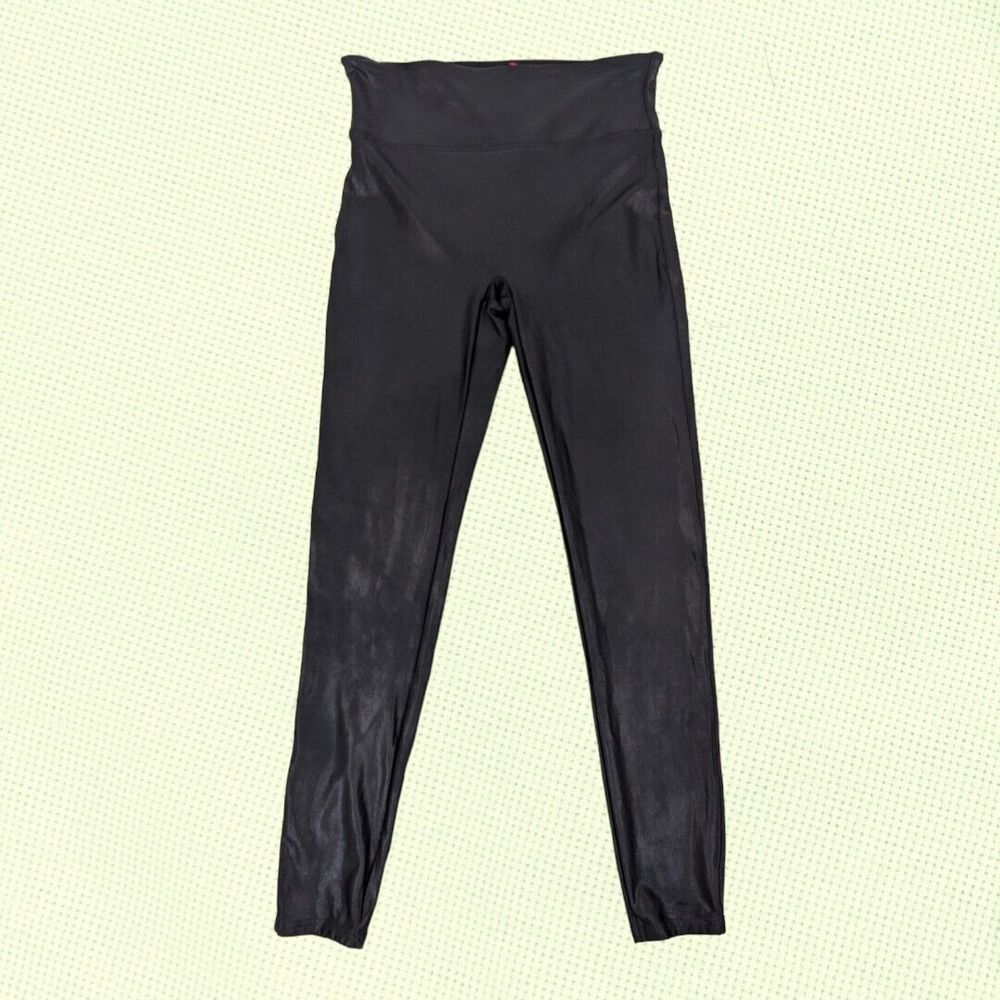 Spanx XL Leggings Faux Leather High Waist Black Stretch Pants 13056 Minimalist